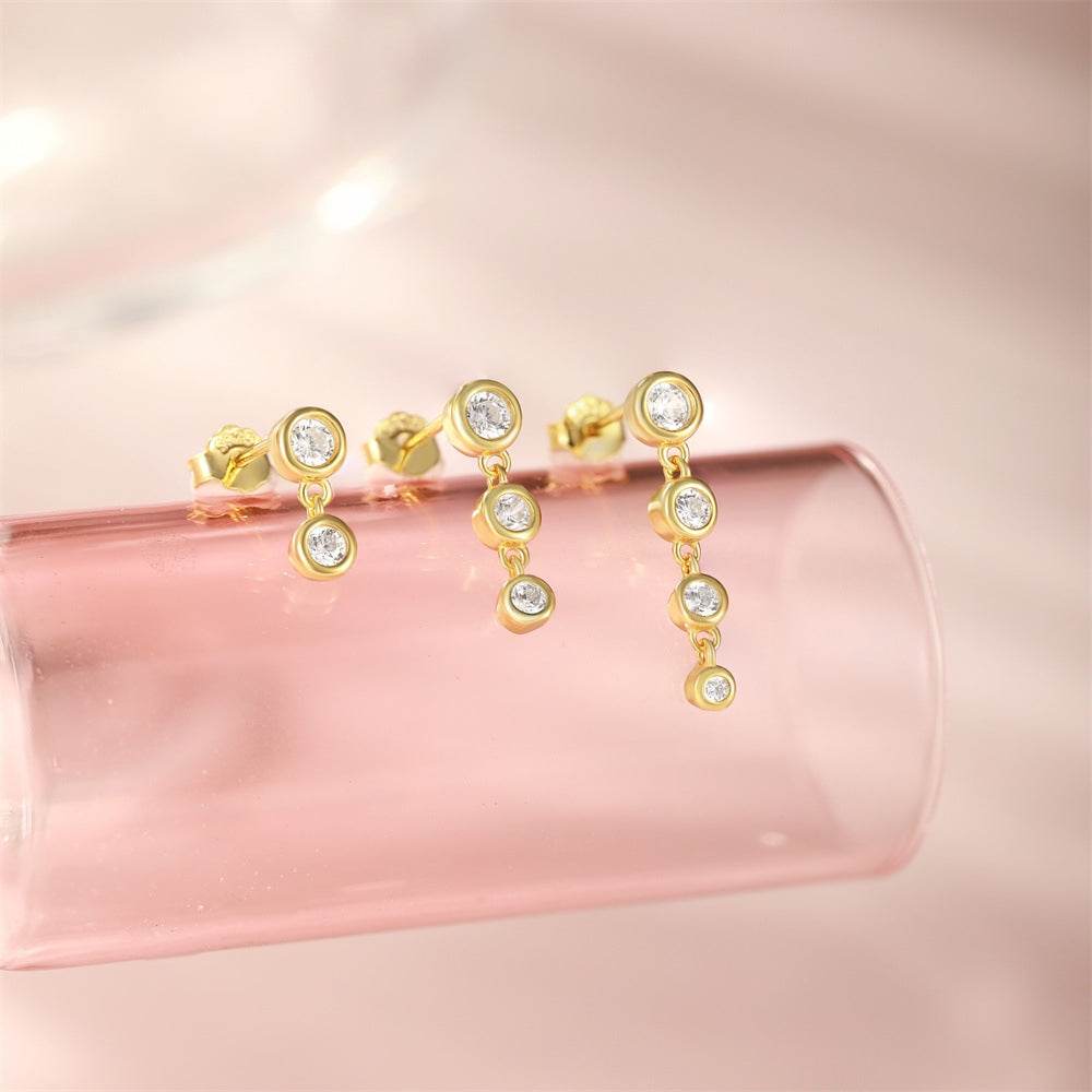Zircon Three Piece S925 Women's Ear Studs Set - MOWTE