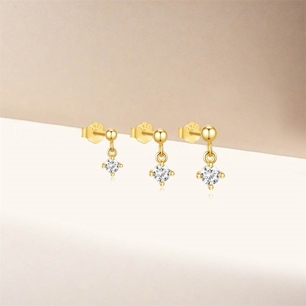 Zircon Three Piece S925 Women's Ear Studs Set - MOWTE