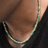 Spotted green stone bead necklace retro trendy gold round bead sweater chain versatile for men - MOWTE