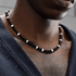 Black agate necklace men's hip-hop retro white shell bead handmade collarbone chain women - MOWTE