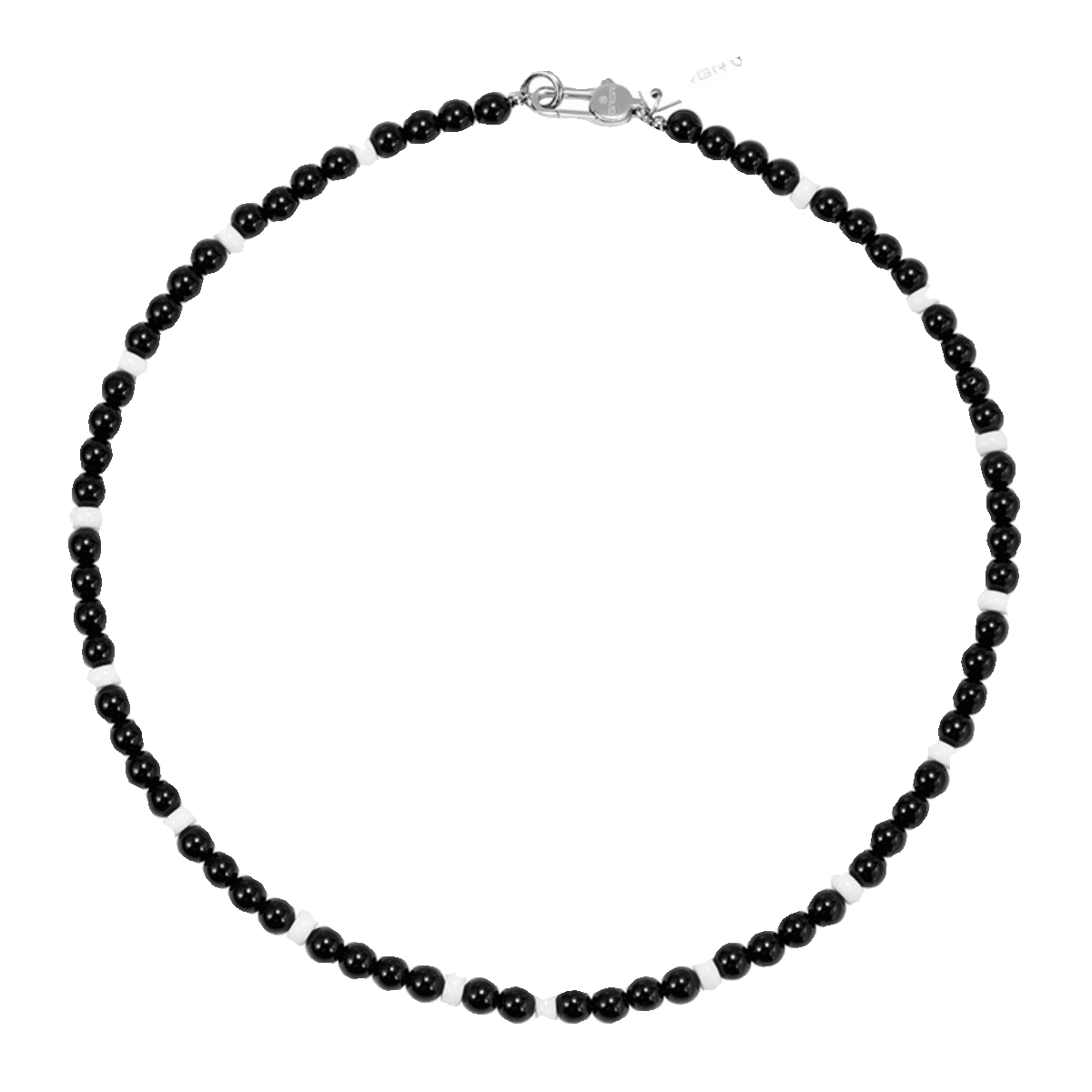 Black agate necklace men's hip-hop retro white shell bead handmade collarbone chain women - MOWTE