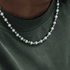 Round flawless strong light pearl necklace men's trendy versatile silver gray collarbone chain women's high-end necklace - MOWTE