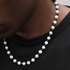 Authentic natural pearl necklace black and white separated beads vintage men's hip-hop collarbone chain - MOWTE