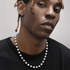 Authentic natural pearl necklace black and white separated beads vintage men's hip-hop collarbone chain - MOWTE