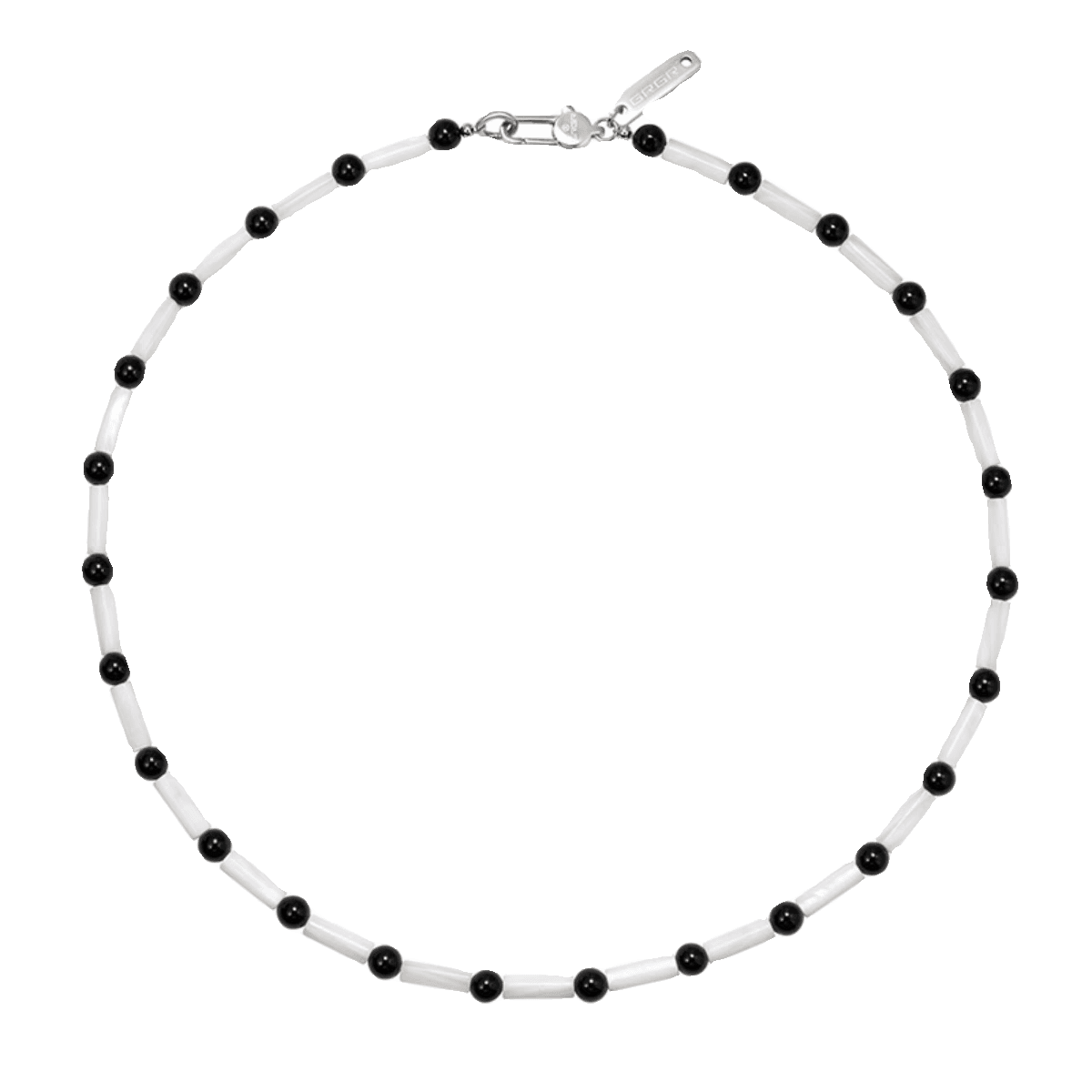 Black agate necklace men's and women's hip-hop trend white shell handmade bead collarbone chain neck chain - MOWTE