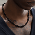Black agate necklace male hip-hop personality niche design black stone bead collarbone chain - MOWTE