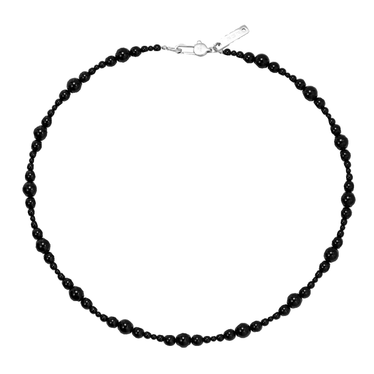 Black agate necklace male hip-hop personality niche design black stone bead collarbone chain - MOWTE