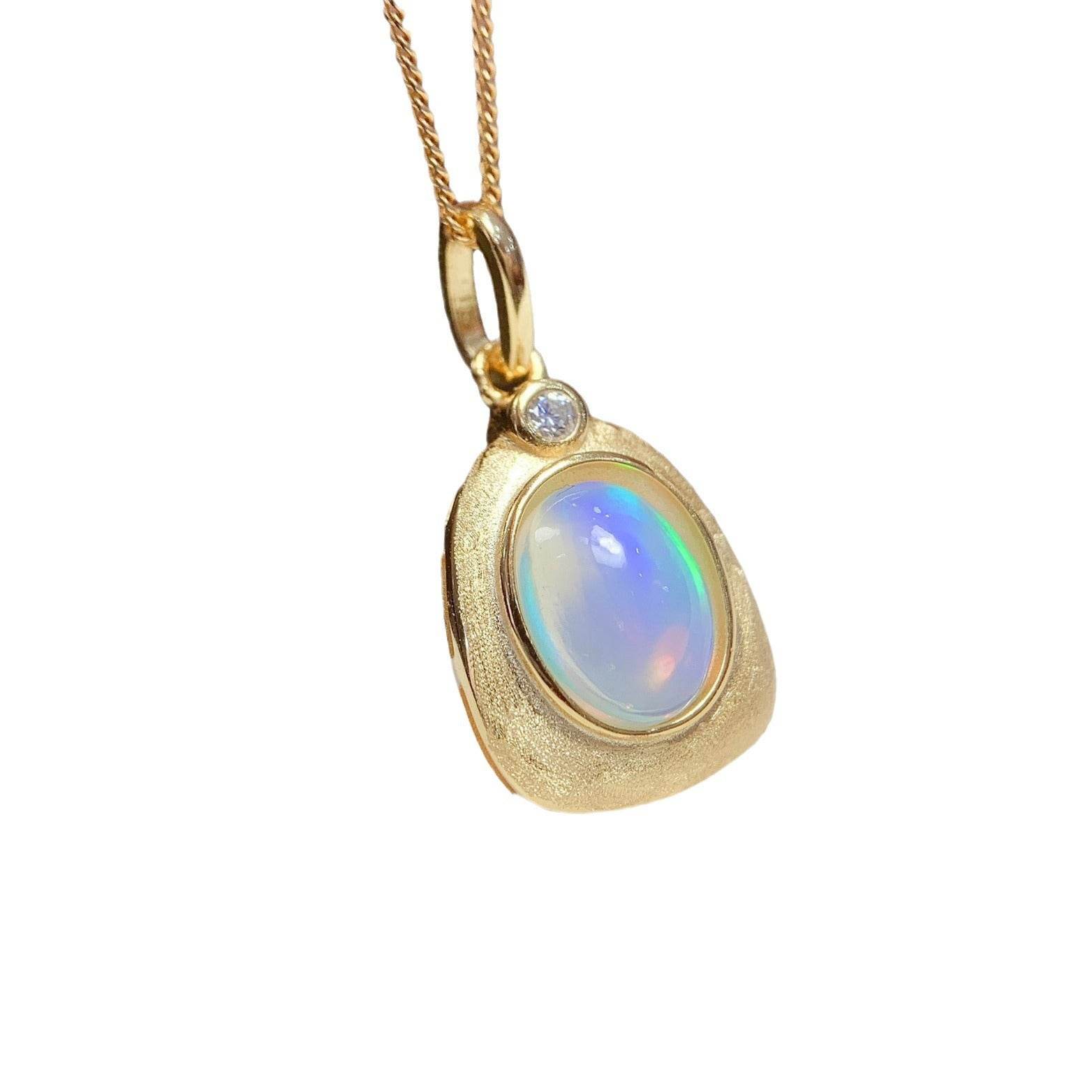S925 pure silver natural opal pendant exquisite frosted design necklace - MOWTE