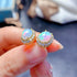 S925 pure silver natural opal studs - MOWTE