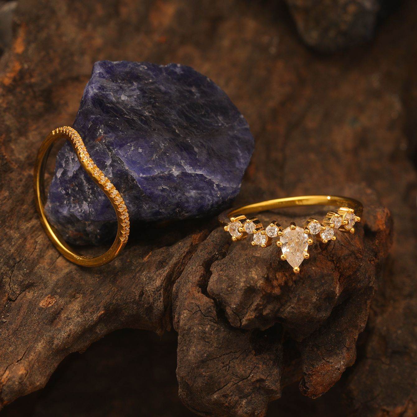 S925 Silver Two-Piece Set Moissanite Ring 0.5ct Center Stone Exquisite Stacking engagement - MOWTE