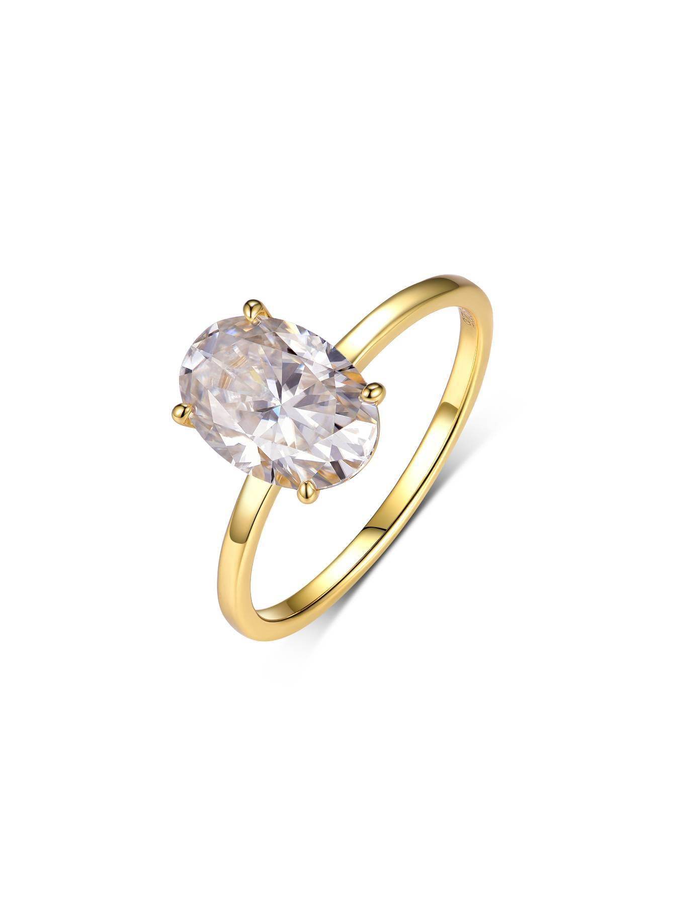 S925 Silver Ring with 2.5ct Oval-Cut Center Stone Exquisite for Stacking - MOWTE