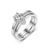 S925 Silver Two-Piece Set Moissanite Ring 1ct round-Cut Center Stone Exquisite for Stacking wedding rings - MOWTE
