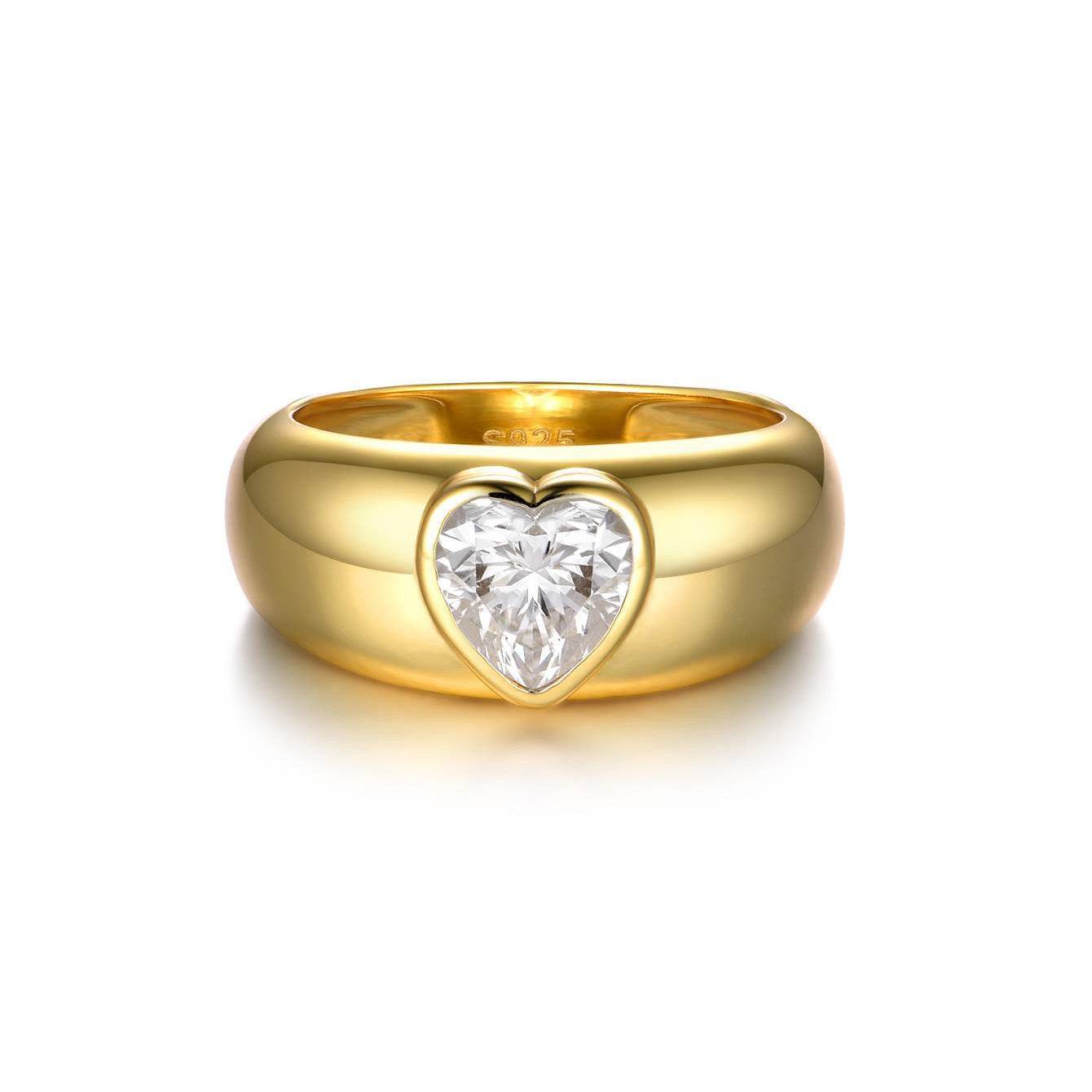 S925 Silver Ring with 1.2ct Heart-Cut Center Stone Exquisite wedding ring - MOWTE