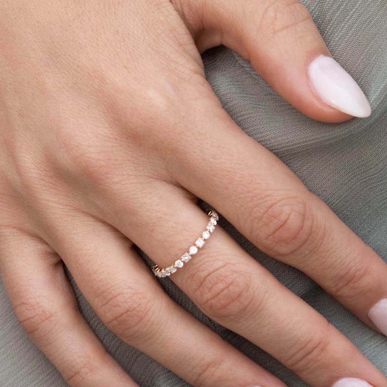 S925 Silver Ring Moissanite Ring Classic Style Versatile Wedding Pair Ring - MOWTE