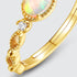 Hollow out iridescent synthetic Opal ring for women S925 pure silver gold-plated versatile layered ring niche - MOWTE