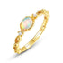 Hollow out iridescent synthetic Opal ring for women S925 pure silver gold-plated versatile layered ring niche - MOWTE