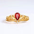 14K gold-plated palace retro Japanese ring women's garnet open crown ring niche simple original design - MOWTE