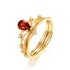 14K gold-plated palace retro Japanese ring women's garnet open crown ring niche simple original design - MOWTE