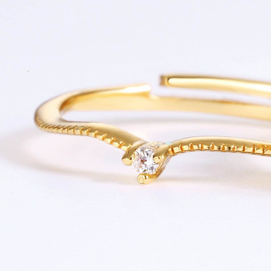 14K gold-plated palace retro Japanese ring women's garnet open crown ring niche simple original design - MOWTE