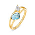 Minimally designed geometric topaz ring for women's fashion S925 pure silver gold-plated ring niche - MOWTE