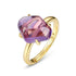 Amethyst ring S925 sterling silver gold-plated irregular ring - MOWTE
