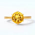 Round Natural Citrine Gold-Plated Ring Simple S925 Sterling Silver Geometric Band - MOWTE