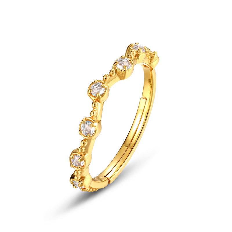 Light luxury S925 sterling silver ring fashionable and simple white crystal ring for women - MOWTE