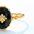 Popular black agate ring with retro pattern S925 sterling silver ring - MOWTE