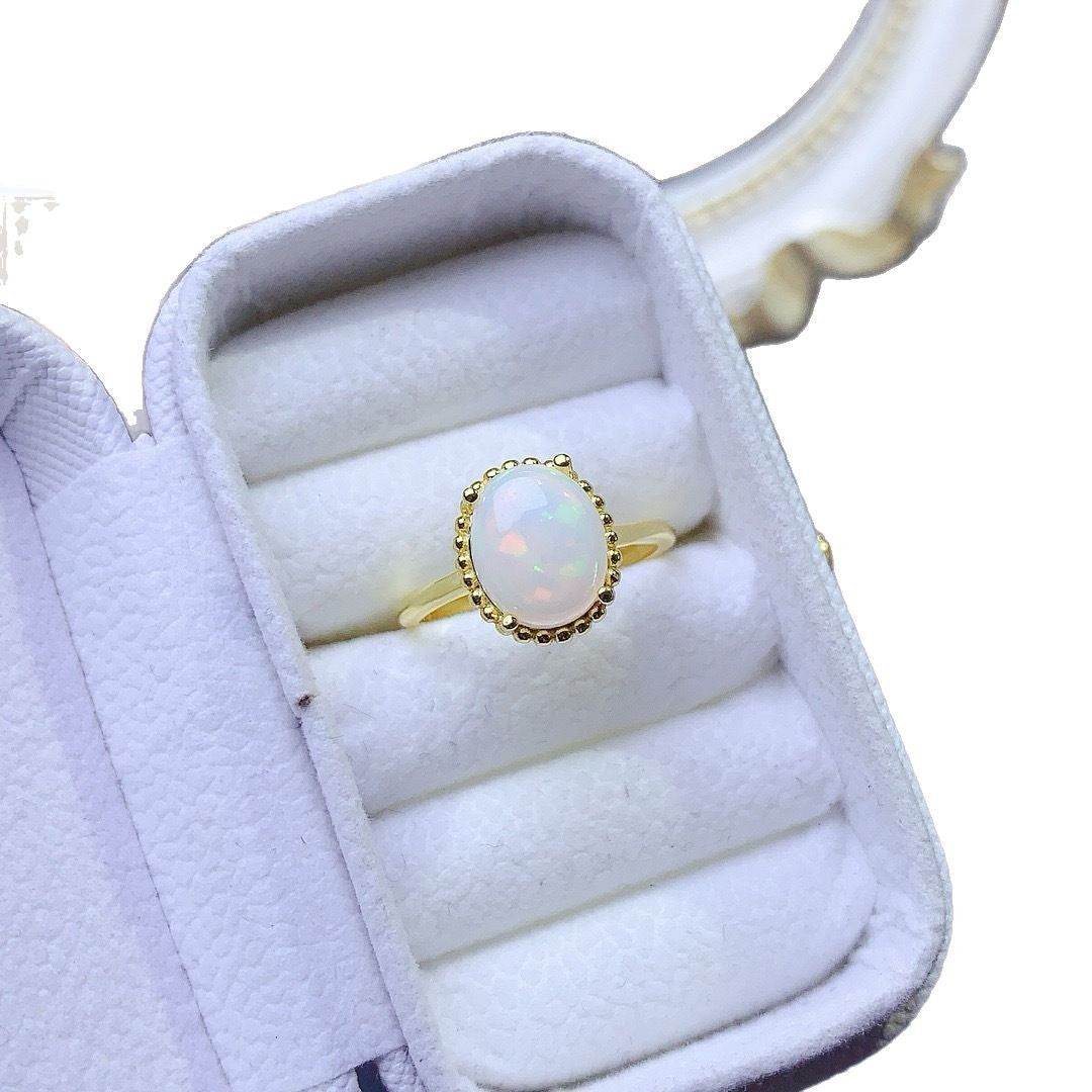S925 pure silver natural opal ring - MOWTE