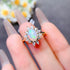 S925 pure silver oval flower natural opal ring - MOWTE
