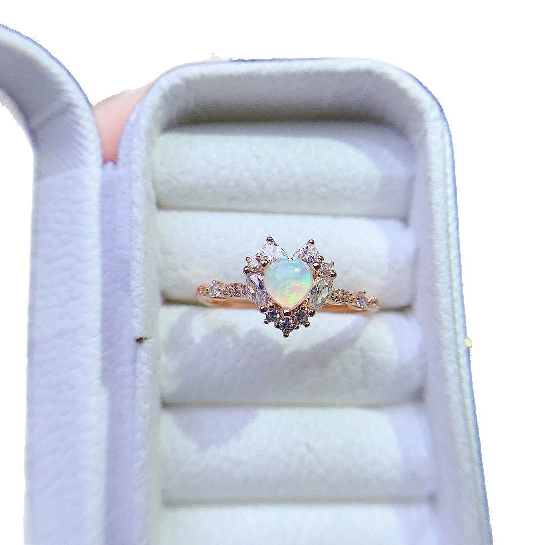 S925 pure silver natural opal ring - MOWTE