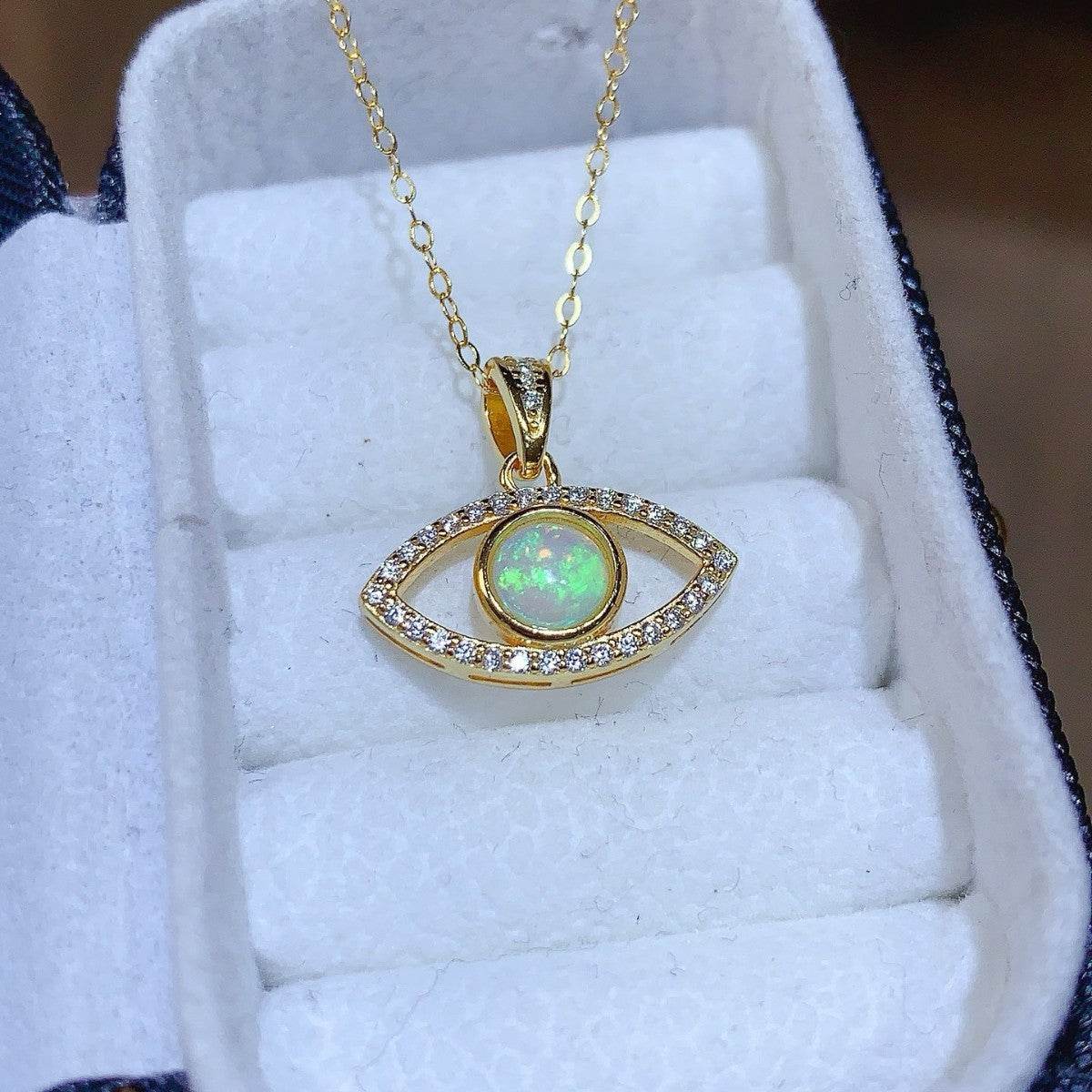 S925 pure silver natural opal pendant exquisite necklace - MOWTE