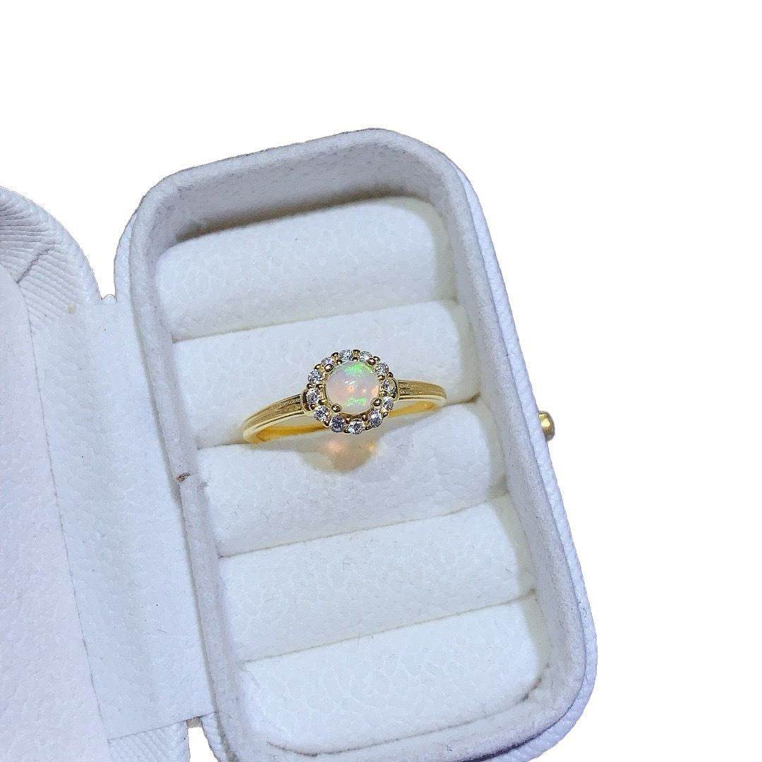 S925 pure silver natural opal ring - MOWTE