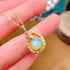 S925 pure silver natural opal pendant exquisite necklace - MOWTE
