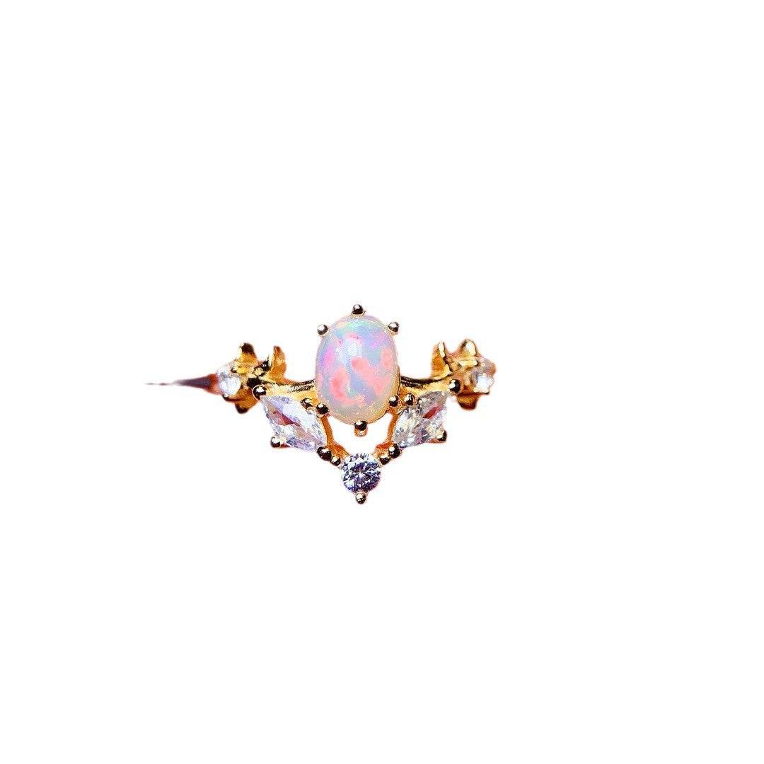 S925 pure silver natural opal ring - MOWTE