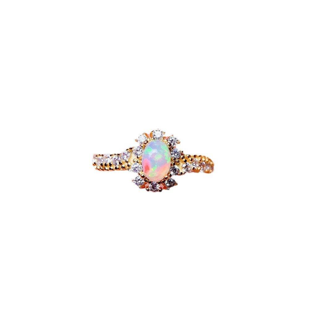 S925 pure silver natural opal ring - MOWTE