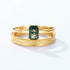Light Luxury 925 Gold-Plated Green Moss Ring for Women Adjustable Agate Finger Ring with Aquatic Grass Design - MOWTE