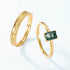 Light Luxury 925 Gold-Plated Green Moss Ring for Women Adjustable Agate Finger Ring with Aquatic Grass Design - MOWTE
