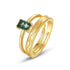 Light Luxury 925 Gold-Plated Green Moss Ring for Women Adjustable Agate Finger Ring with Aquatic Grass Design - MOWTE
