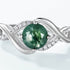 Light luxury wavy green moss niche high-end S925 pure silver index finger ring - MOWTE