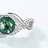 Light luxury wavy green moss niche high-end S925 pure silver index finger ring - MOWTE