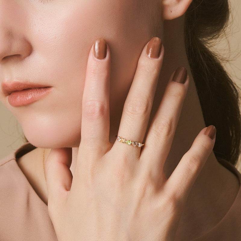 Natural olivine ring niche and high-end S925 pure silver ring - MOWTE