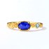 Lapis lazuli geometric 925 silver ring for women classic and elegant plated with 10K gold color treasure ring - MOWTE