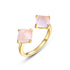 S925 Sterling Silver Rose Quartz Ring for Women Unique Minimalist Elegant Adjustable Open Ring - MOWTE