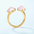 S925 Sterling Silver Rose Quartz Ring for Women Unique Minimalist Elegant Adjustable Open Ring - MOWTE