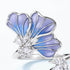 Light Luxury Gradual Guilloché Enamel Ring Blue Petal Design Adjustable Open Band for Women Elegant & Versatile - MOWTE