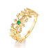 S925 Silver Plated Gold Natural Emerald Retro Hollow Open Ring - MOWTE
