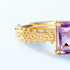 Luxury Amethyst Ring in S925 Sterling Silver Vintage Floral Royal Style Ring for Women - MOWTE