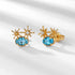 Handcrafted Star Earrings Genuine Swiss Blue Topaz in Gold-Accented Sterling Silver - MOWTE
