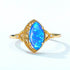 Modern Geometric Opal Band Gold Tone Sterling Silver Stackable Ring - MOWTE
